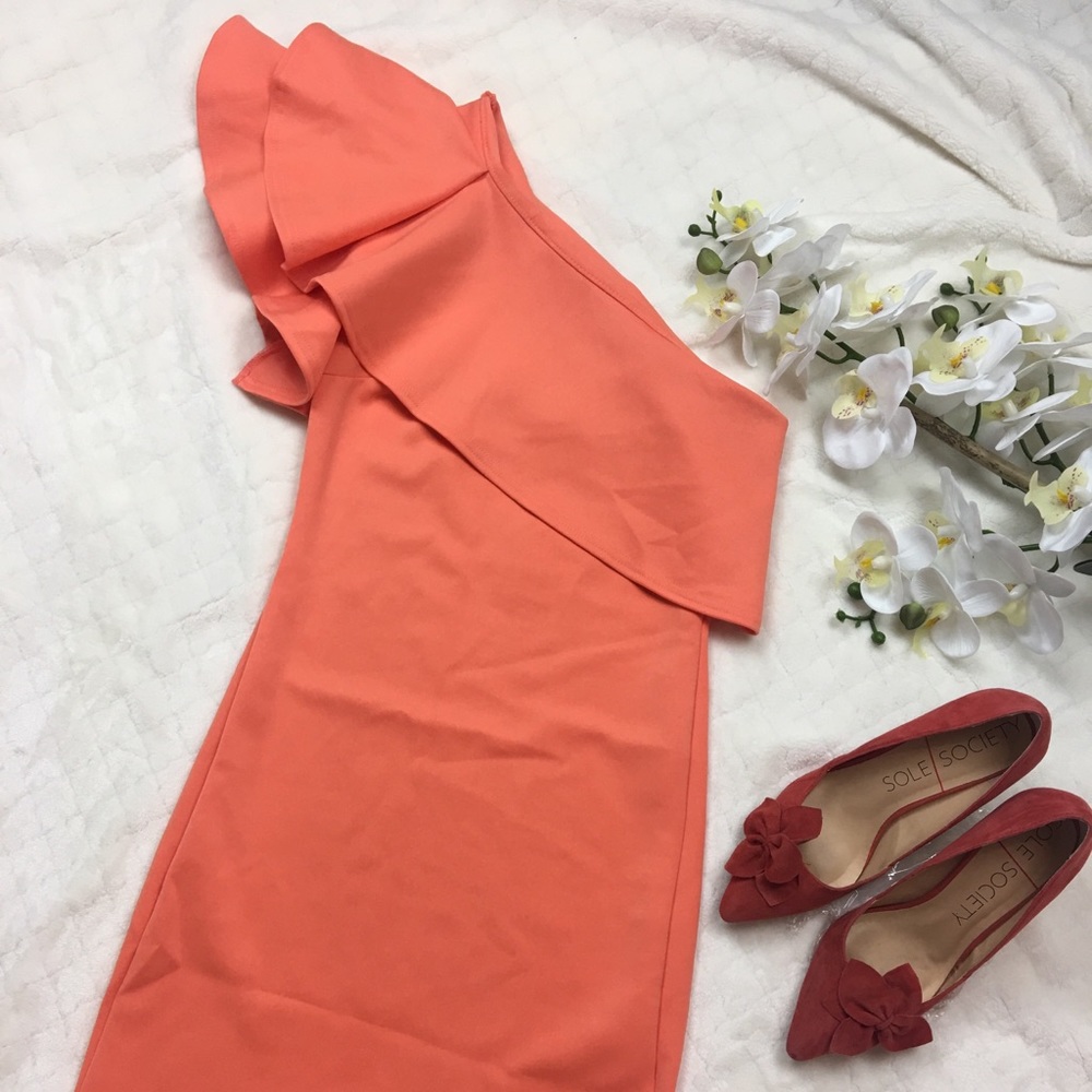 Cute One Shoulder Ruffle Mini Dress 👗👗